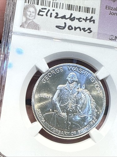 1982-D 50c Washington Commemorative Silver Half Dollar - Jones - NGC GEM UNC - Picture 3 of 6