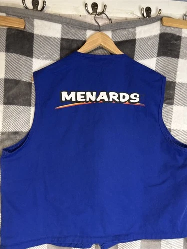 Menards Blue Sz XL Employee Vest Hi! May I help you? w Logo on back Halloween image 3