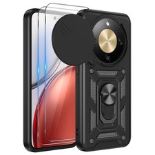 case for Honor Magic 8 Lite with 2 Screen Protector Camera Slide Ring Cover