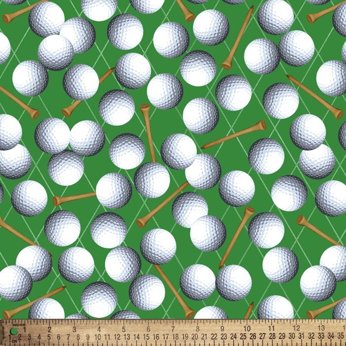 Balls Tees Golf Sport Allover Fabric Print By Yard D669.70