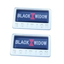 2pc Black Widow Edition Emblem 3D Badges Decal Sticker Nameplate Chrome Black