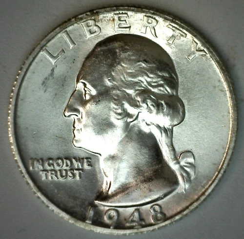 1948 S Washington Silver Quarter BU 25c Coin Uncirculated San Francisco Mint