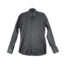 Hugo Boss Slim Fit Button Down Shirt Men Sz S 37/38 Black Casual Long Sleeve