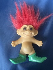 Vintage Russ 3  Troll Doll Red Hair Green Elf Shoes