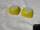 Vintage Pyrex 410 Yellow Square Hostess 4 5/8" Dip Bowl 12 Oz, Set of 2