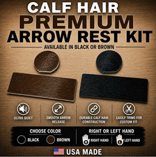 2 PC BLACK CALF HAIR ARROW SHELF REST & ROUND PLATE KIT Recurve Longbow USA MADE