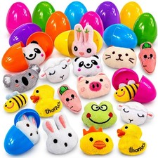 36 Pack Colorful Prefilled Easter Eggs bulk with Mini Plush Easter toys - Pla...