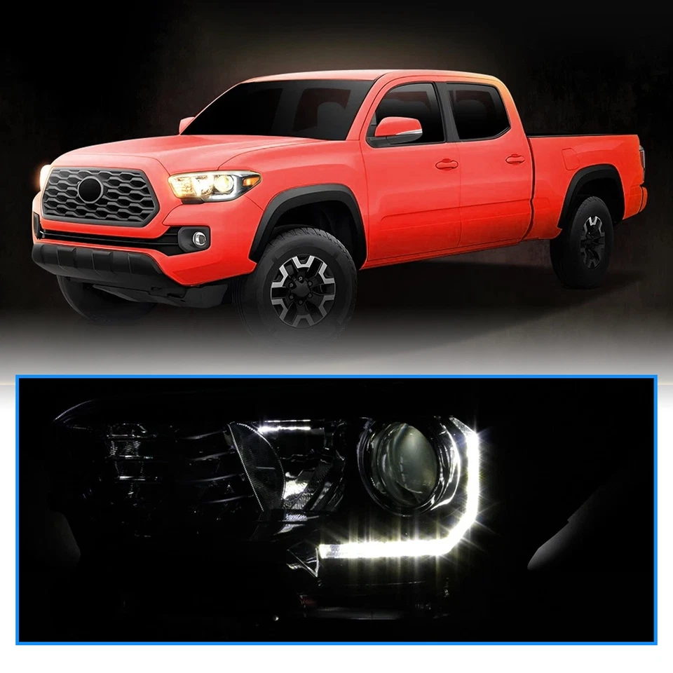 Faros proyectores negros para Toyota Tacoma TRD 2016-2022 con LED DRL Foto 4 de 4