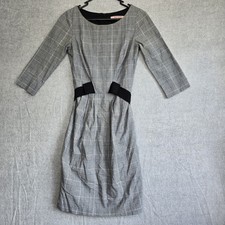 REVIEW Grey Check 3/4 Sleeve Office Work Corporate Dress - Size 6