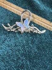 Metal Butterfly Hair Clip with Iridescent Accents