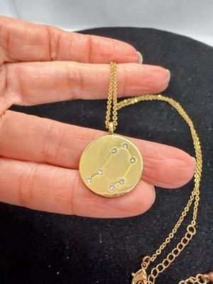 Yellow Gold Plated Gemini Constellation Cubic Zirconia Pendant 20  - 292