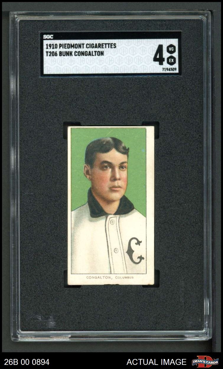 1909 T206 Bunk Congalton American Association - Columbus SGC 4 - VG/EX