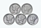 High Grade Lot 1938 1939 1937 1936 1935 Mercury Dime Collection *327