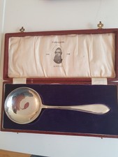 Antique EPNS Large Round Dessert Serving Spoon By R Parkinson Burnley in Case