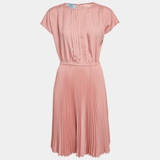 Prada Pink Sateen Plisse Short Dress M