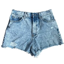 BDG Light Acid Wash High Rise Distressed Cut-off Jean Shorts Size 28
