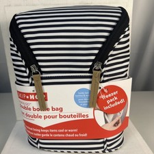 Skip Hop Grab Go Double Baby Bottle Bag Insulated Cooler - Black/ White Stripe