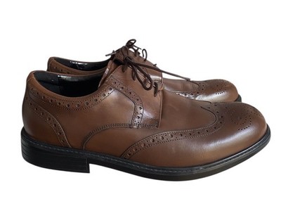 M&S Airflex Leather Shoes UK 10 Brown Brogues Lace up Extra