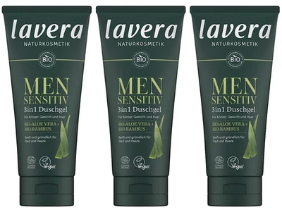 lavera Men Duschgel Sensitive Shampoo 3-in-1 mit Bio Aloe Vera & Bambus 3x 200ml
