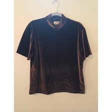Jaipur Brown Velvet Mock Neck Top Large Made in USA