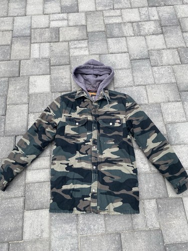 Dickies Camouflage Hooded Work Jacket XS Green Brown Black Cotton Canvas