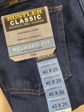 Rustler Men's Jeans 40 x 29 Straight Leg Dark Blue Wash   Free S&H