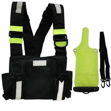 Yellow Reflective Walkie Talkie Vest Chest Harness Holder Waterproof Bag
