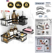 Corner Shower Caddy, 3 Pack Adhesive Shower Organizers, Rustproof Stainless S...