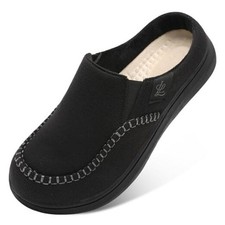 Men's Slippers Memory Foam House Slippers with Wide Widths 11 Wide Black