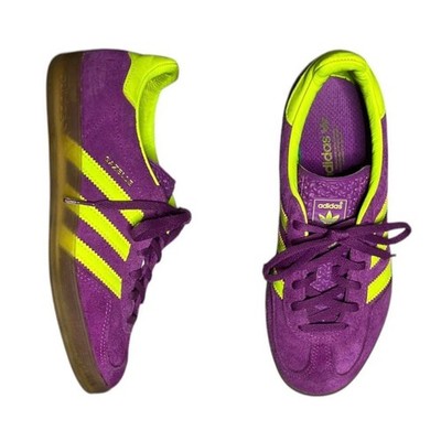 Adidas gazelle purple and neon yellow