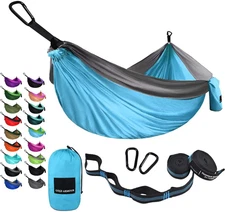 Portable Camping Hammock - Lightweight Single Hammock for All Ages (Light Blue &