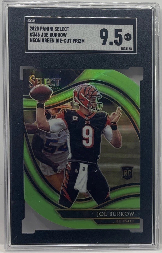 2020 Select Field Level Neon Green Prizm Die-Cut Joe Burrow Rookie RC SGC 9.5 SP
