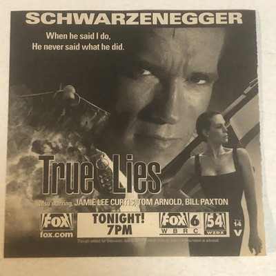 True Lies Arnold Schwarzenegger Jamie Lee Curtis Vintage Print Ad TPA29