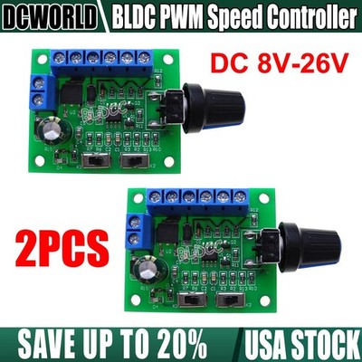 2PACK Brushless Motor DC PWM Speed Controller 8V-26V 20kHz Adjustable Duty Cycle