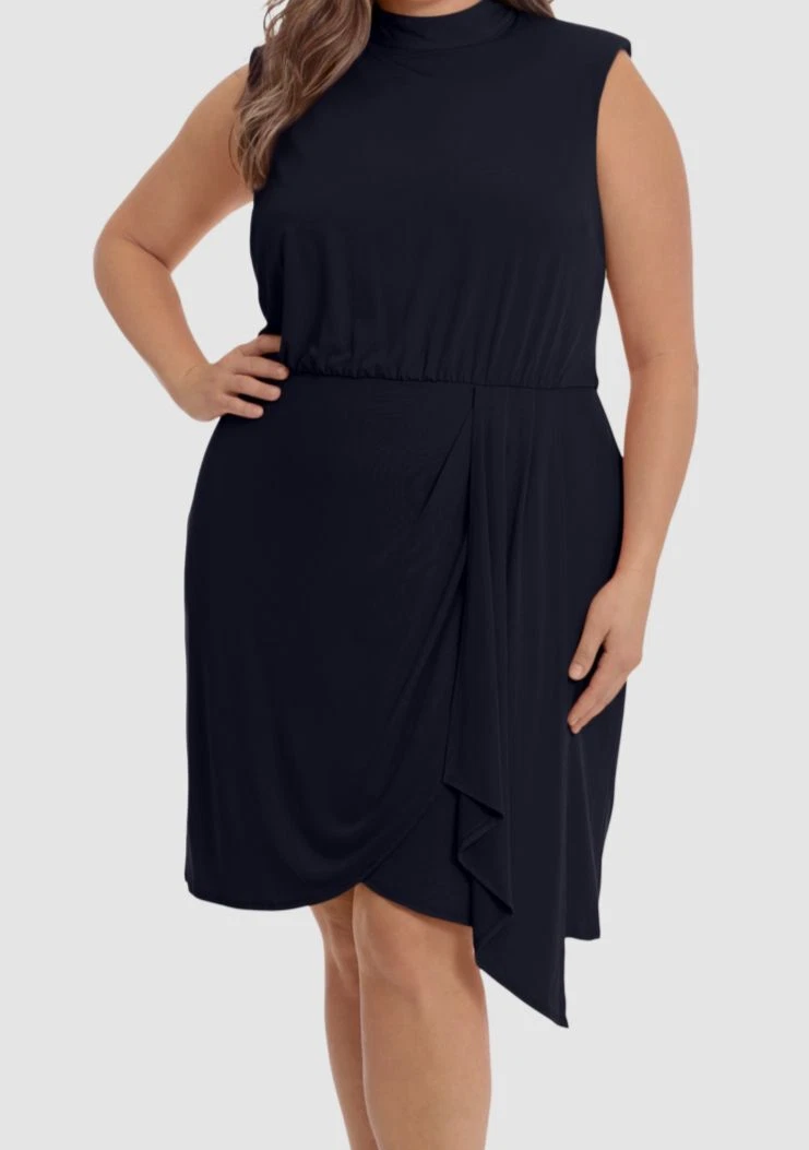sachin and babi light blue dress London Times Womens Plus Capelet Keyhole Midi Dress Red 16W