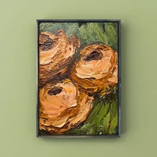 Abstract oil painting flower bouquet original art Impasto Impressionism artwork