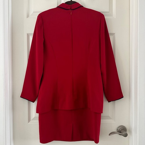 Ann Taylor Vintage Red Black Trim One Piece Suit Dress Women's Size 8 Petite - Picture 5 of 12