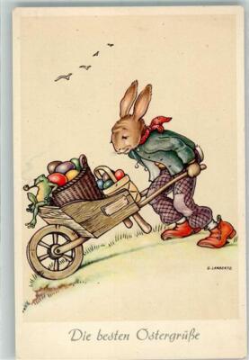 39796124 - sign. Lambertz G. Hase Frosch vermenschlicht CP Nr. 641/4 Ostern
