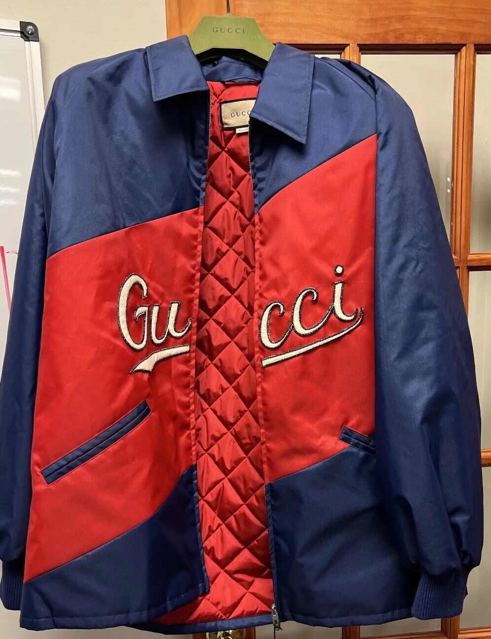 Authentic Gucci Nylon Jacket Script Colorblock Pa… - image 2
