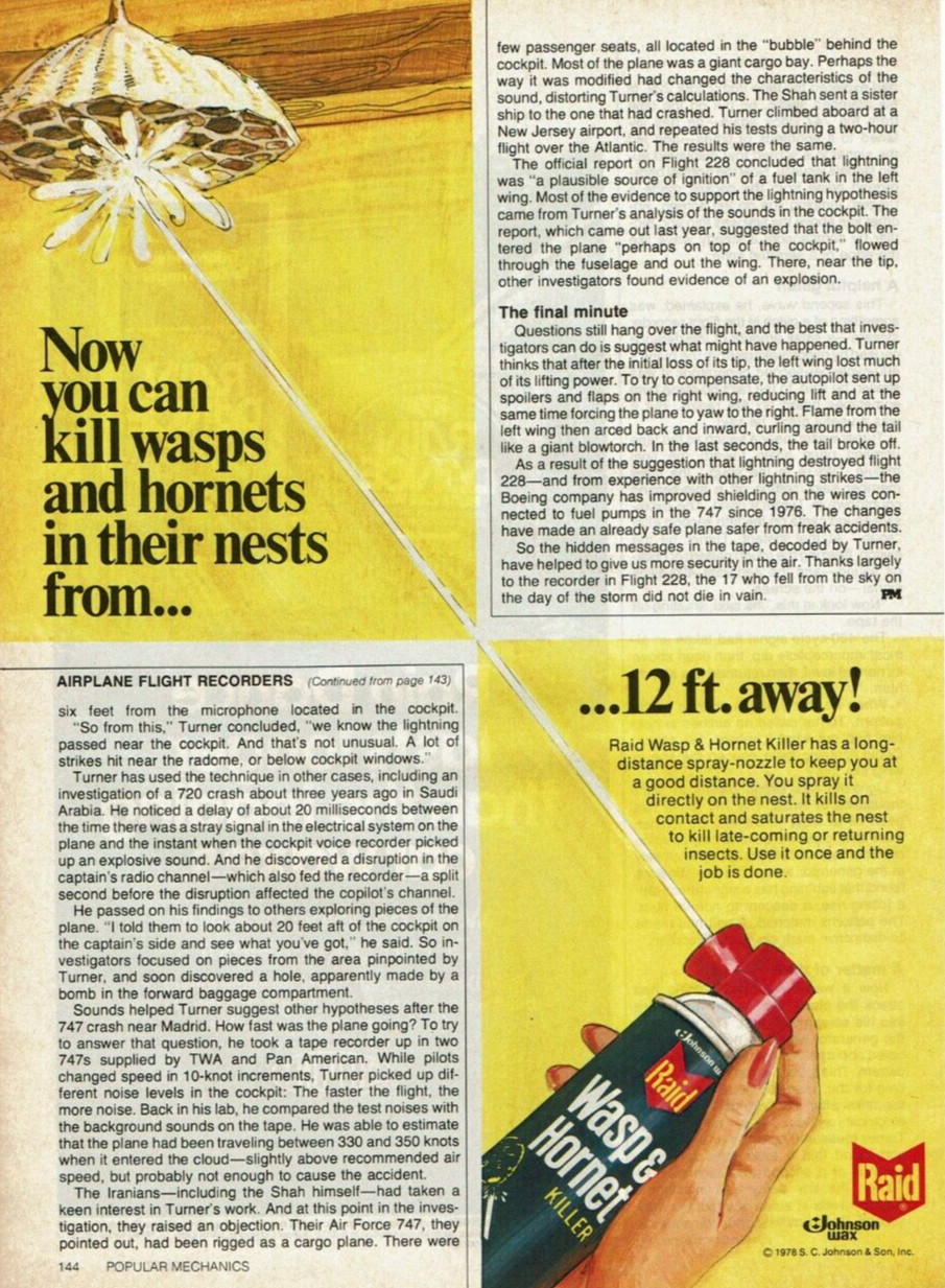 Vintage Print Ad 1979 Raid Wasp & Hornet Killer Spray Nests 12 ft away Johnson