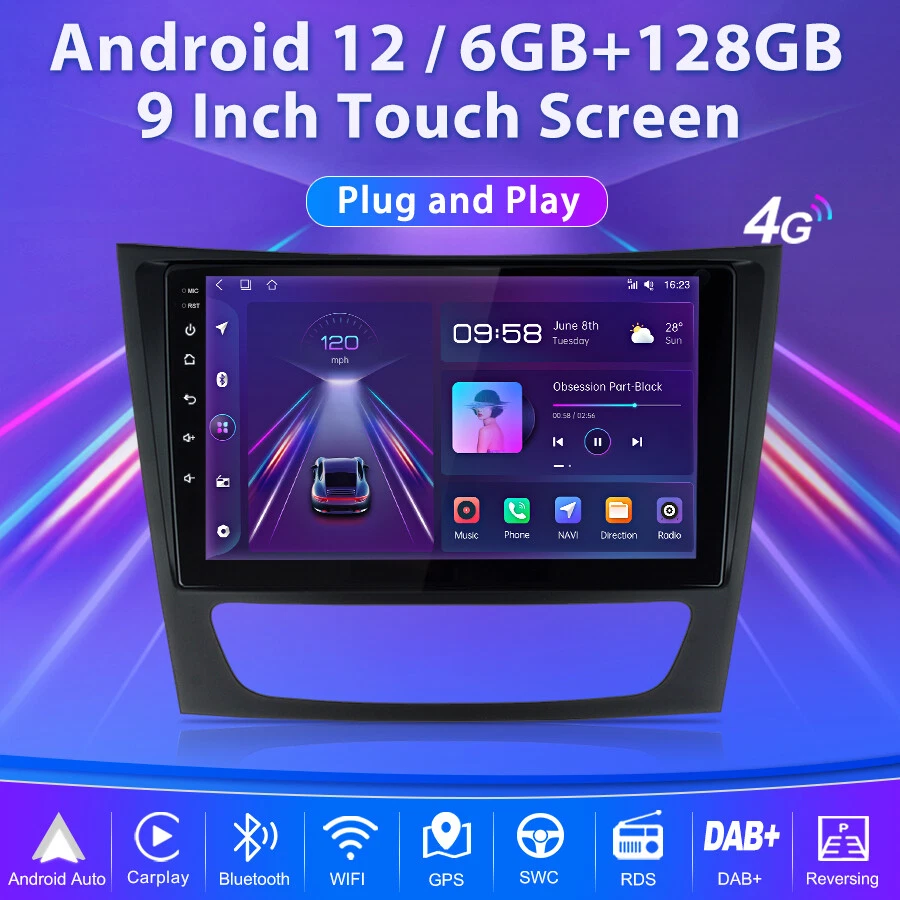 Radio estéreo de coche Android Carplay 6+128 GB para Mercedes Benz CLS E-Class W211 W219 Foto 3 de 4