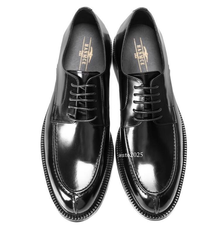 SAOLA Scarpe derby nuove in vera pelle formali fatte a mano punta tonda cravatta suola spessa