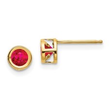5mm 14K Yellow Gold Ruby Earrings - July