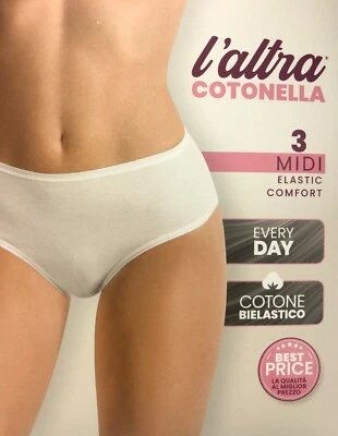 N.6 SLIP MIDI donna COTONELLA art.3940 in COTONE-ELASTICO COMFORT con TASSELLO