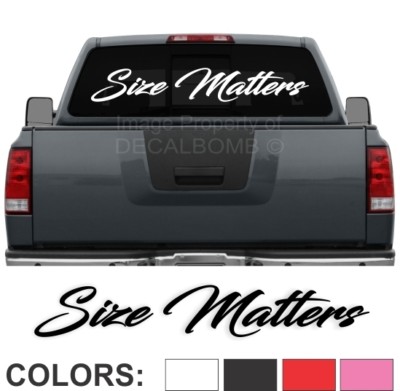 Size Matters Script Windshield Decal Sticker diesel turbo truck lift buck 45''x7''