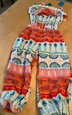 DISNEY ALADDIN ALL OVER PRINT HARAM PANT ROMPER GIRLS SZ 4