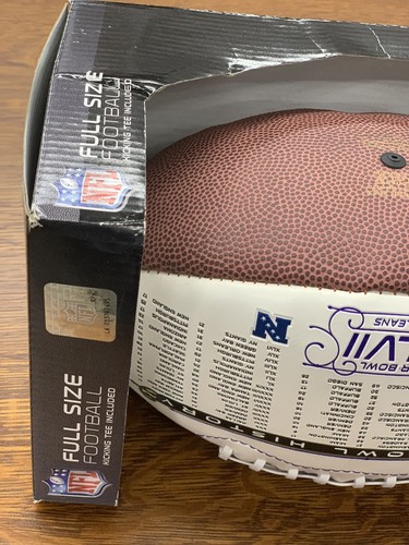 2013 Super Bowl New Orleans Full Size NFL Football W/ Box White And Brown Panel - Picture 8 of 11