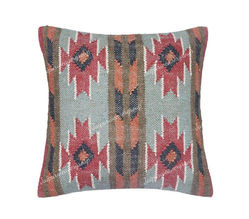 Lotto 5 pz copricuscino decorazione casa 18"" x 18"" kilim federe indiane intrecciate a mano - Foto 5 di 8