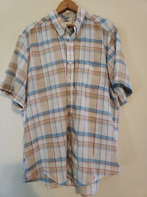 Vintage Stanley Blacker Men XL Short Sleeve Button Shirt  Plaid single stitch 