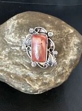 Womens Purple Spiny Oyster Navajo Sterling Silver Ring Size 8 14903